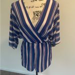 Lulus  Romper Royal Blue hot pink white wide 3/4 Sleeves size Small Aesthetic eye catching  Photo 8