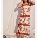 By The River Women's Medium Midi Dress Sleeveless Tropical Print Casual White Photo 10