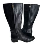 Geox  Fecility Leather Boots Women Size US 8 EU 39 Black Side Zip Block Heel‎ Photo 4