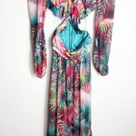 NWT Sukiso Esvedra Gown in Tropical Palm Size Small Cut Out Resort wear Wedding Pink Photo 12