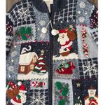 Vintage Casual Corner y2k Women's Ugly Christmas Sweater Cardigan Sz M Blue Size M Photo 1