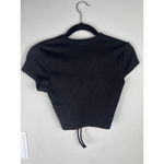 H&M Divided Black Ribbed Ruched Drawstring Crop Top Size S Photo 4