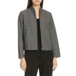 Eileen Fisher 422.  Jacquard Flight Jacket Womens XL Black Bone Full Zip Photo 3
