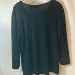 Chico's Chico’s Travelers Black Holographic Gold Floral Paisley Long Sleeve V-neck Top Photo 5