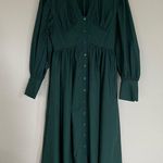 MOUSSY Green Power Shoulder Cotton Button Front Maxi Dress (1) Photo 1
