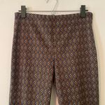 ZARA  Brown Navy Patterned Stretchy Straight Leg Dress Pants Boho Women's Small Photo 3