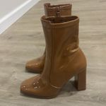 ALDO  Aurellane Nude Patent Leather Block Heel Ankle Stretch Bootie Sz  7 Photo 2