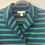 Banana Republic  navy blue and green striped nautical knit blazer size small Photo 2