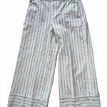 Banana Republic  Cream Striped Paper Bag Waist Wide Leg Career Blake Pants Size 4 Photo 0