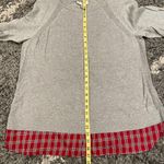 Christopher & Banks  Grey Sweater Red plaid Holiday 100% Cotton Stretch Size XL Photo 6