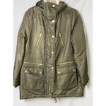 Guess Olive Sherpa Lined Hooded Parka Jacket Gold Zip Detail Size XL Green Photo 1