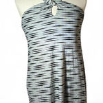 Athleta ‎ Black White Striped Criss Cross Halter Neck Dress Photo 0
