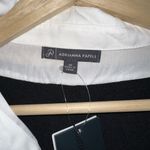 Adrianna Papell NWT Womens Black White Twofer Sweater Collared Long Sleeve Sz M Photo 4