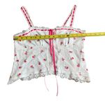 Style To Moon Size M Tie Front Lace Trim Crop Top White Pink‎ Rosette Floral New Size M Photo 8