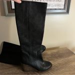 Lucky Brand Yacie Tall Boots Wedge Heel Black Distressed Wax Women’s Size 8 Photo 1