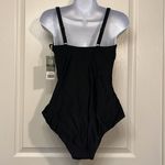 Black Front Twist Ruched Sweetheart Swimsuit Retro Vintage Size Small NWT #4032 Photo 8