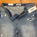 Mica Denim High Rise Stretchy Boy Crop Jeans 14W Destruction Ripped Cuff Hem New Blue Photo 2