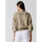 Brochu Walker  Marlowe Taupe Cropped Henley Sweater Size Small Photo 2