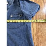 Anne Klein  1/4 Zip Pullover Chambray Top Blouse 3/4 Sleeve Blue Measures As Sz L Photo 6