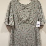 Vylette NWOT Women’s Empire Flutter Sleeve Floral Midi Dress Size XL Green Photo 2