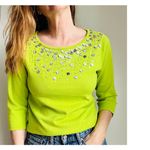 Vintage Y2K Knit Neon Green Embellished Top Size XS Victor Costa Photo 5