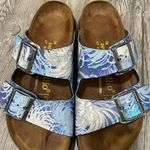Papillio Birkenstock Stylish Blue Patterned Sandals Size 7 Photo 0