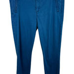 Level 99 Teal Blue Cotton Blend High Rise Slim Leg Cropped Pants Size 32 Photo 0