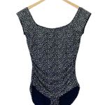 NWT Janela Bay Bardot One Piece Strappy Back Swimsuit Black White Dots Size XXXL Photo 1