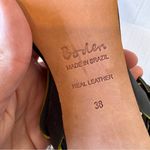 Boden Blue Leather Strappy Heels Women’s 7.5 Peep Toe Lime Green Trim Fall Photo 3