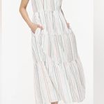 J.Crew Dress Women 8 White Multicolor Striped Tiered Pockets 100% Cotton Poplin Photo 0