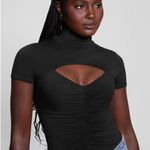 Guess Black Ruched Cut Out Blouse Photo 0