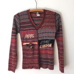 l*space 1970s Vintage Slub Knit Dye Embroidered Top famous city patches travel Photo 3