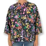 Lou & grey | XS | 100% Linen Floral Pattern 3/4 Puff Sleeve Crop Blouse Top Photo 0