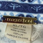 Magaschoni  Linen Blue White Floral Crop Boxy Button Down Blouse size XL Photo 5