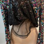 Endless Rose  S Multicolored Sequin Top long sleeve shoulder pads lined disco Photo 7