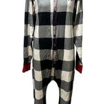 LazyOne Unisex Adult Onesie Pajamas 2XL Buffalo Plaid Flapjack Black Size XXL Photo 2