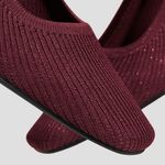 Vivaia Melody Square Toe Chunky Heels Sparkly Burgundy Slip On Pump Shoes Ballet Red Size 5.5 Photo 3