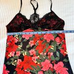 Body Touch Women's Red Floral Black Lace Silky Robe & Mini Slip Set Size Medium Photo 9