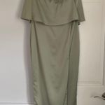 Lulus Class and Charisma Sage Green Satin Midi Dress Photo 2