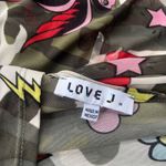 Love j Sheer Wrap Kimod Dress Sz M Olive Y2K Mesh Bird Heart Star Camo Artsy Photo 8