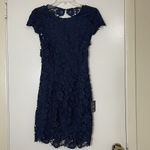 Lulus NEW!  Romance Language Navy Backless Lace overlay mini embroidered Dress S Photo 1
