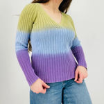 vintage y2k ombre crushed lavender sage green slouchy sweater v Photo 6