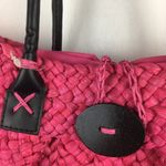 Hot Pink Woven CornHusk Tote Hobo Bag Large Photo 4