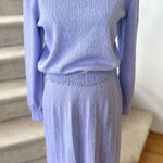 Source Unknown Vintage 1950s Lavender Purple Knit Sweater & Skirt Beaded Bow Set Photo 0