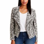 Gibson Latimer Blazer Tweed Moto Jacket Cream Officecore Women's Size Large Photo 12