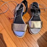 Rebecca Minkoff Lindy Leather metallic gold silver white platform sole Lace-Up Photo 2