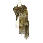 Bindya New York Shawl/Pashmina Animal Print 100% Wool Oversized Scarf Brown Tan Photo 9