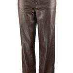 Old Navy OG Loose Womens Brown Faux Leather High Rise Straight Trousers Pants 8 Photo 0