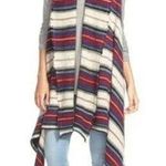 Sam Edelman Stripe Southwestern Elsie Vest Waterfall Hem Shawl Size Small Boho Photo 0