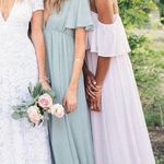 Show Me Your Mumu  faye flutter maxi dress Deep V open back sage crisp size small Photo 9